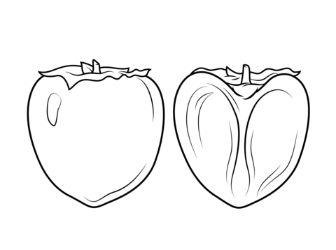 Persimon And Its Cross Section Coloring Page